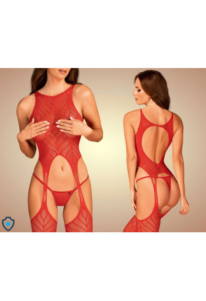 Ognisty bodystocking w geometryczny wzór