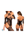 Zalotny bodystocking z roślinnym motywem