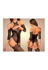 Zalotny bodystocking z roślinnym motywem