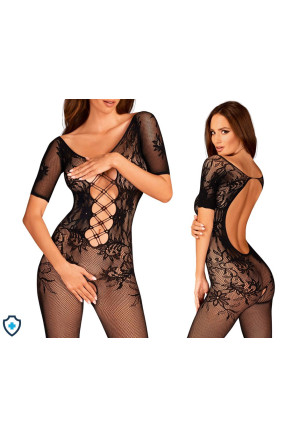 Powabny bodystocking z odsłoniętymi plecami