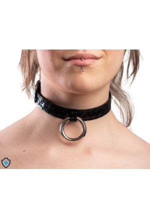 Choker z geometrycznej skóry naturalnej