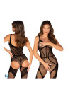 Kuszące bodystocking z miękkiej siateczki w kolorze czarnym