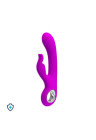 Silikonowy wibrator ze stymulatorem łechtaczki, purpurowy, ładowany USB