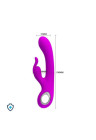 Silikonowy wibrator ze stymulatorem łechtaczki, purpurowy, ładowany USB