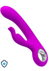 Silikonowy wibrator ze stymulatorem łechtaczki, purpurowy, ładowany USB