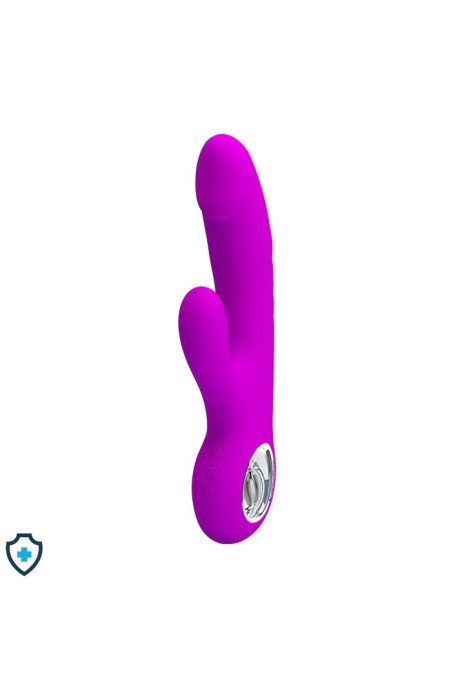 Elegancki silikonowy wibrator ze stymulatorem - USB, purpurowy Elegancki silikonowy wibrator ze stymulatorem - USB, purpurowy