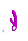 Elegancki silikonowy wibrator ze stymulatorem - USB, purpurowy