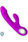 Elegancki silikonowy wibrator ze stymulatorem - USB, purpurowy