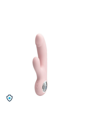 Elegancki silikonowy wibrator ze stymulatorem - USB - różowy