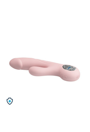 Elegancki silikonowy wibrator ze stymulatorem - USB - różowy