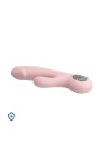 Elegancki silikonowy wibrator ze stymulatorem - USB - różowy