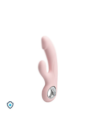 Elegancki silikonowy wibrator ze stymulatorem - USB - różowy
