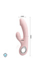 Elegancki silikonowy wibrator ze stymulatorem - USB - różowy