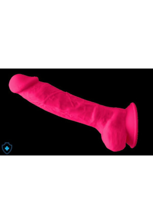 Termoaktywne dildo z jądrami kolor różowy - 17,5 cm