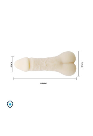 Masturbator, cieliste dildo i przedłużająca nakładka