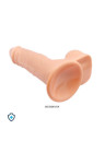 Rotujący  wibrator - dildo z jądrami na pilota - 14,5 cm