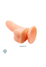Rotujący wibrator, dildo z jądrami i przyssawką na pilota - 15 cm