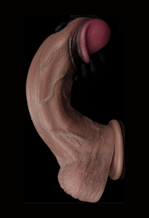 Duży, sztuczny penis o ciemnej skórze