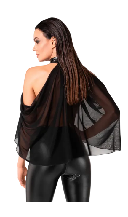 Prześwitujący, czarny top...