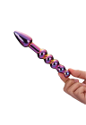 Szklane dildo analno-waginalne ze strukturą stymulującą