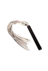 Elegancki, czarno-biały pejcz ze skóry -  80 cm