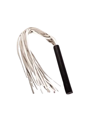 Elegancki, czarno-biały pejcz ze skóry -  80 cm