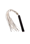 Elegancki, czarno-biały pejcz ze skóry -  80 cm
