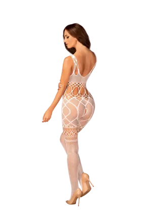 Śnieżnobiałe bodystocking z przepięknymi wycięciami