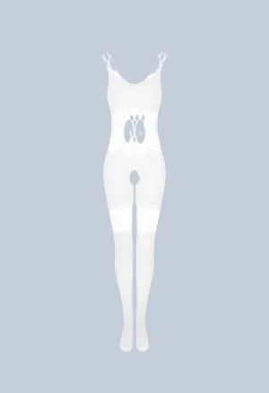 Śnieżnobiałe bodystocking z przepięknymi wycięciami