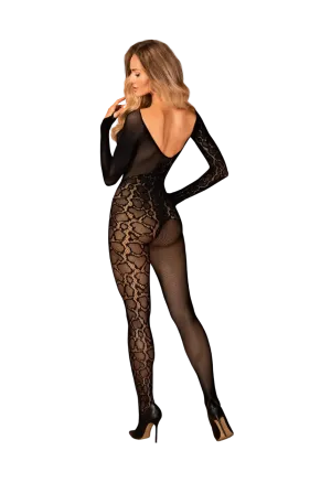 Bodystocking z długimi rękawami w kolorze czarnym