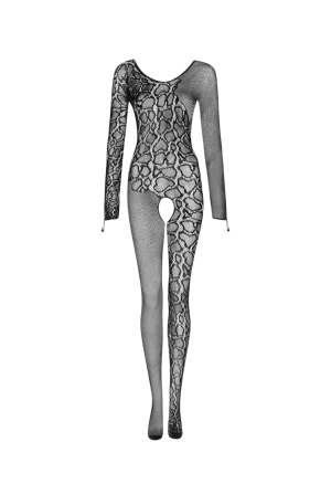 Bodystocking z długimi rękawami w kolorze czarnym