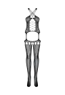 Czarne bodystocking w geometryczny wzór