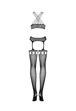 Czarne bodystocking w geometryczny wzór