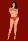Czerwone figi z koronki w rozmiarze plus size