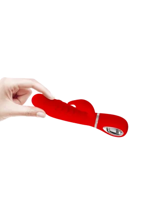 Elegancki, czerwony wibrator króliczek ładowany USB
