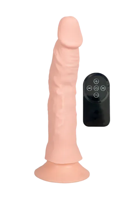 Realistyczne, wibrujące dildo z przyssawką i pilotem do sterowania Realistyczne, wibrujące dildo z przyssawką i pilotem do sterowania