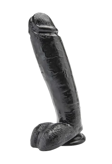 Duże, czarne dildo z jądrami 25,5 cm