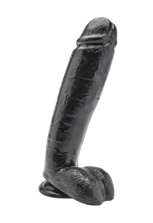 Duże, czarne dildo z jądrami 25,5 cm