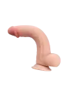 Cieliste dildo z jądrami i przyssawką - przesuwana skóra