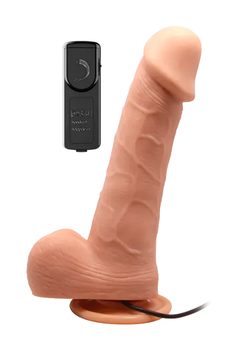 Realistyczny, rotujący  wibrator - dildo z jądrami na pilota