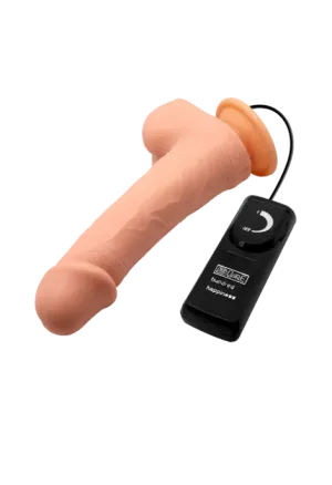 Realistyczny, rotujący  wibrator - dildo z jądrami na pilota