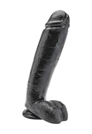 Duże dildo w kolorze czarnym, wytrzymałe - 28 cm