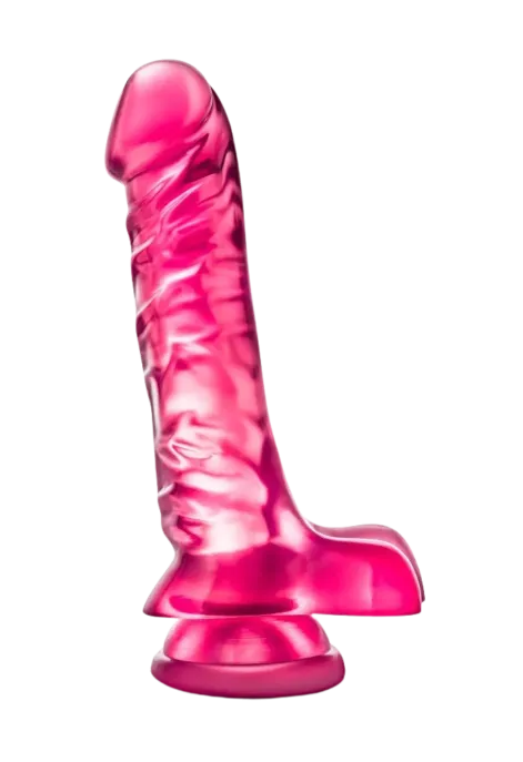 Żelowe, różowe dildo z jądrami - 24 cm