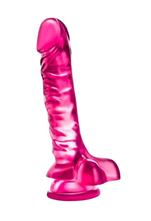 Żelowe, różowe dildo z jądrami - 24 cm