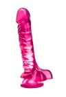 Żelowe, różowe dildo z jądrami - 24 cm