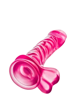 Żelowe, różowe dildo z jądrami - 24 cm