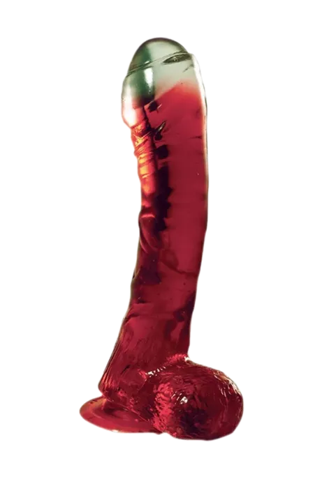 Zakrzywione czerwone dildo z przyssawką - 16,5 cm