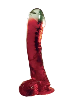 Zakrzywione czerwone dildo z przyssawką - 16,5 cm