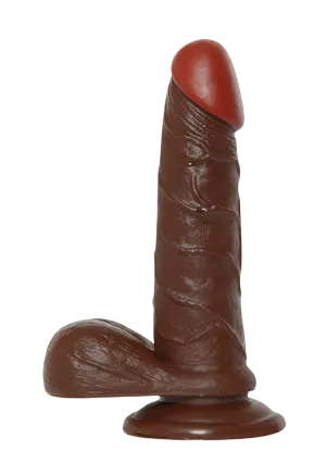 Żylaste, brązowe dildo z jądrami - 21,5 cm