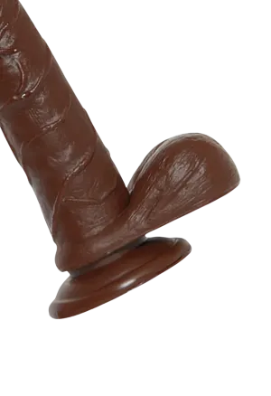 Żylaste, brązowe dildo z jądrami - 21,5 cm